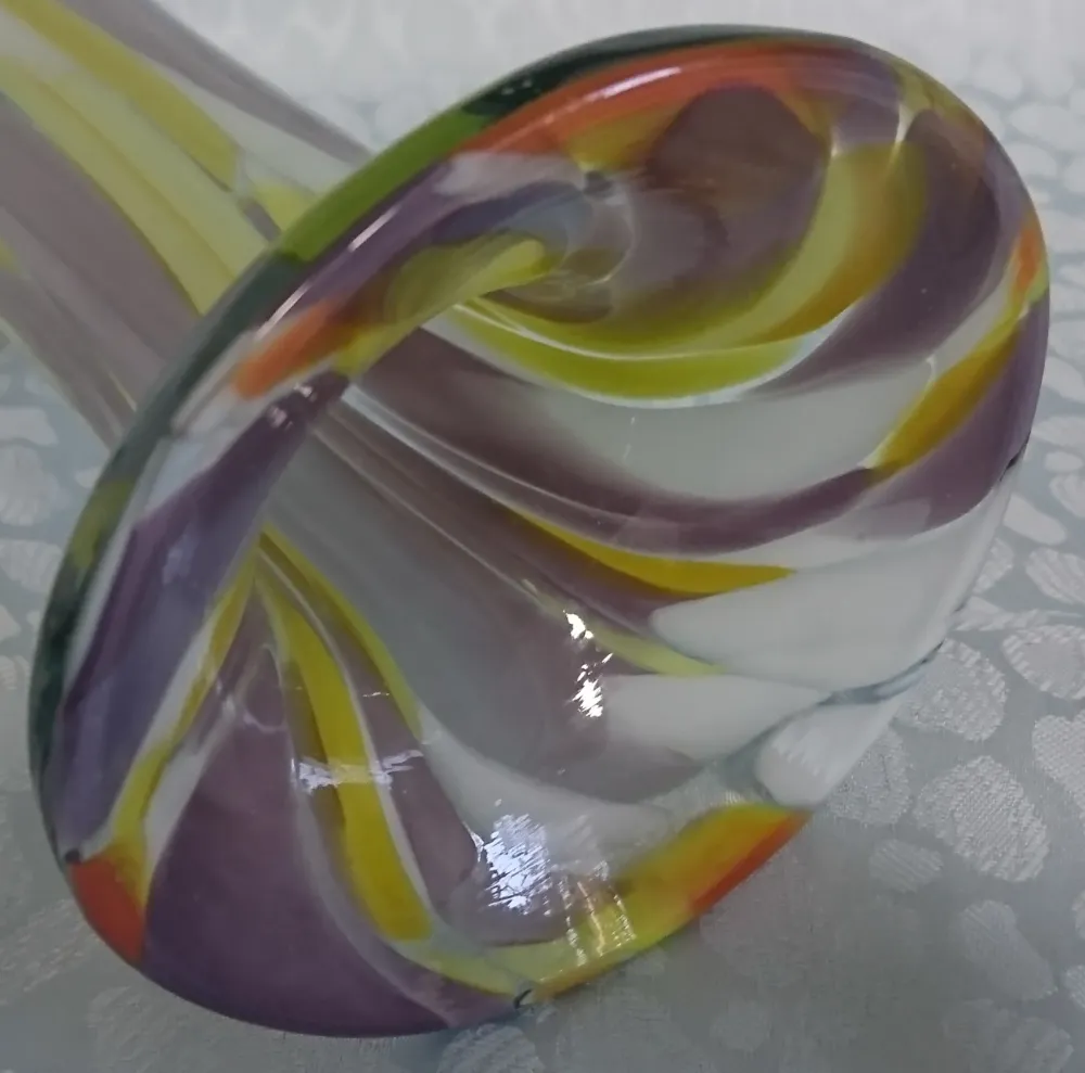 BLUMENVASE - Hartglas, Murano Art Abstrakt Senkrechte Schleier Motiv Dekor