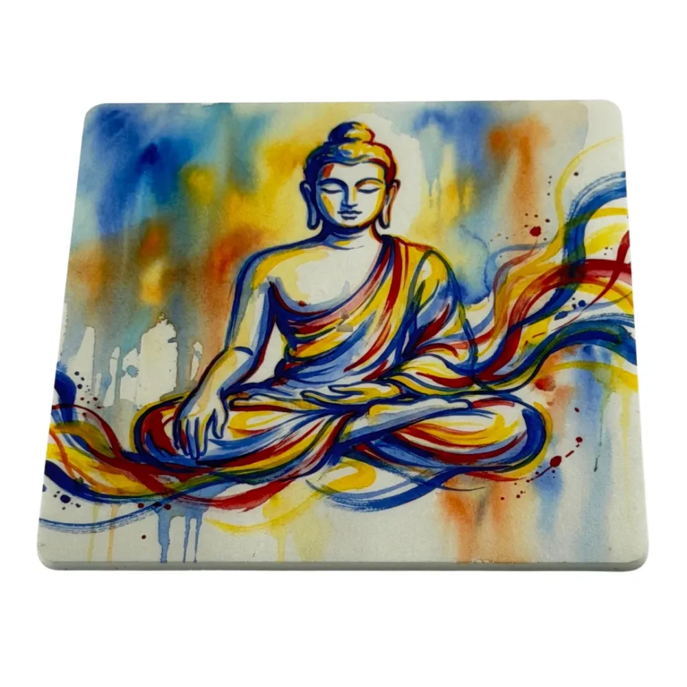 Buddha – Motiv 4 | Abstrakter Räucherstäbchenhalter aus Acryl - 10 × 10 cm
