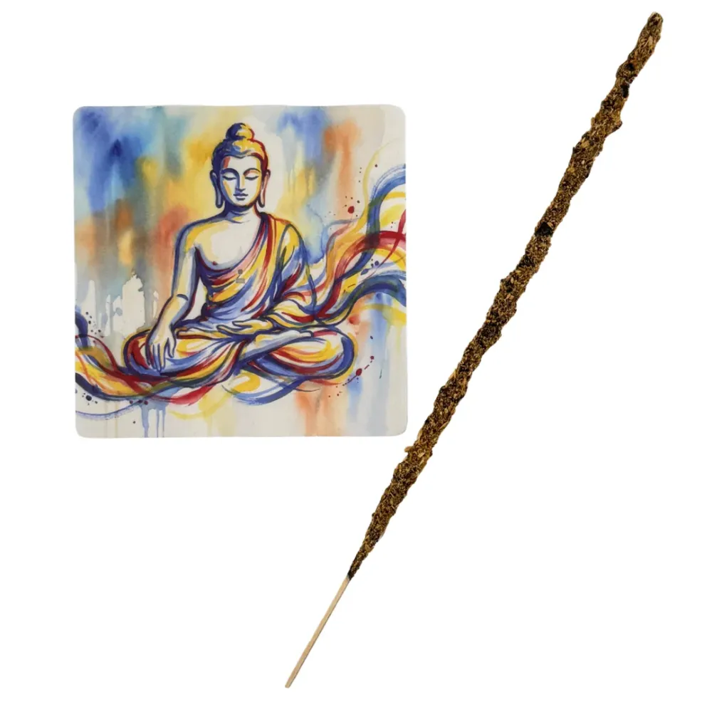 Buddha – Motiv 4 | Abstrakter Räucherstäbchenhalter aus Acryl - 10 × 10 cm