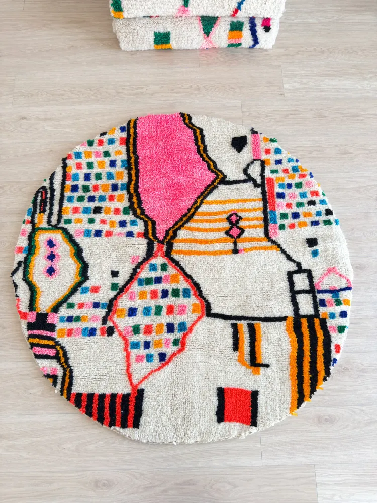 Bunter Berberteppich 138 cm - Nr. 1
