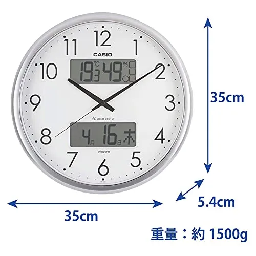 CASIO Wanduhr Funk Thermo-/Hygrometer und Wohnklima-Anzeige ITM-650J-8JF Silber
