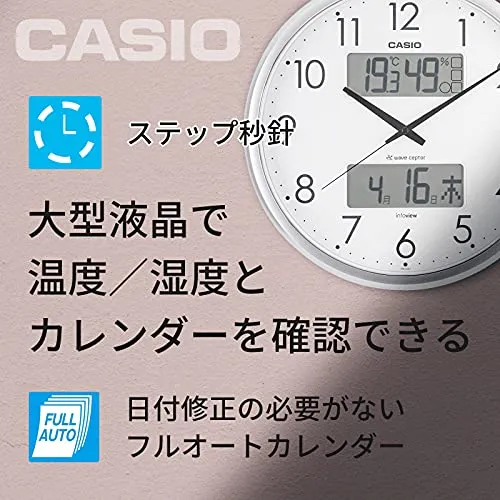 CASIO Wanduhr Funk Thermo-/Hygrometer und Wohnklima-Anzeige ITM-650J-8JF Silber