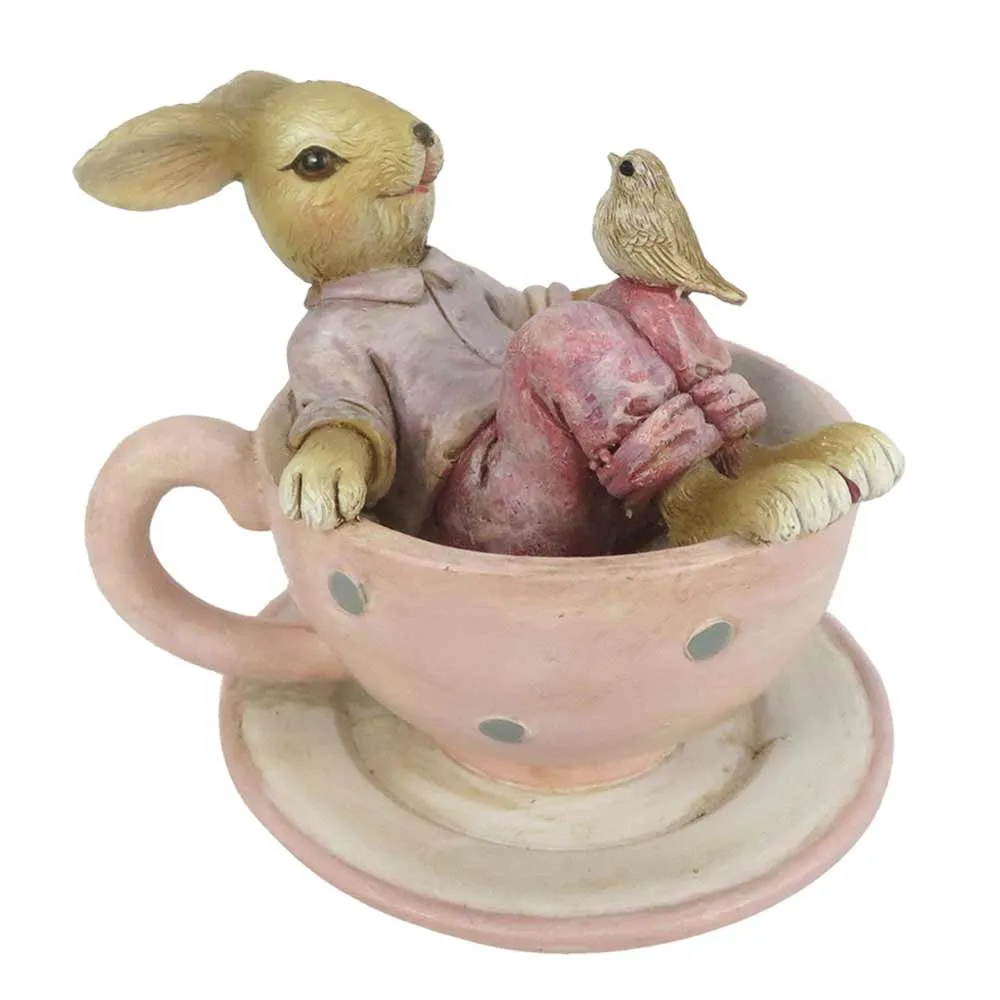 Clayre & Eef - Hase Tasse mit Vogel Rosa