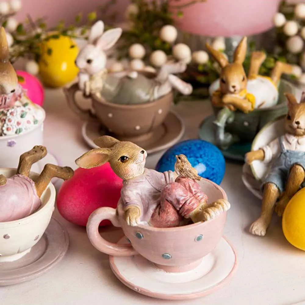 Clayre & Eef - Hase Tasse mit Vogel Rosa