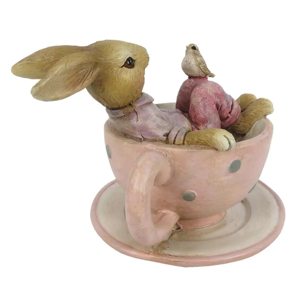Clayre & Eef - Hase Tasse mit Vogel Rosa