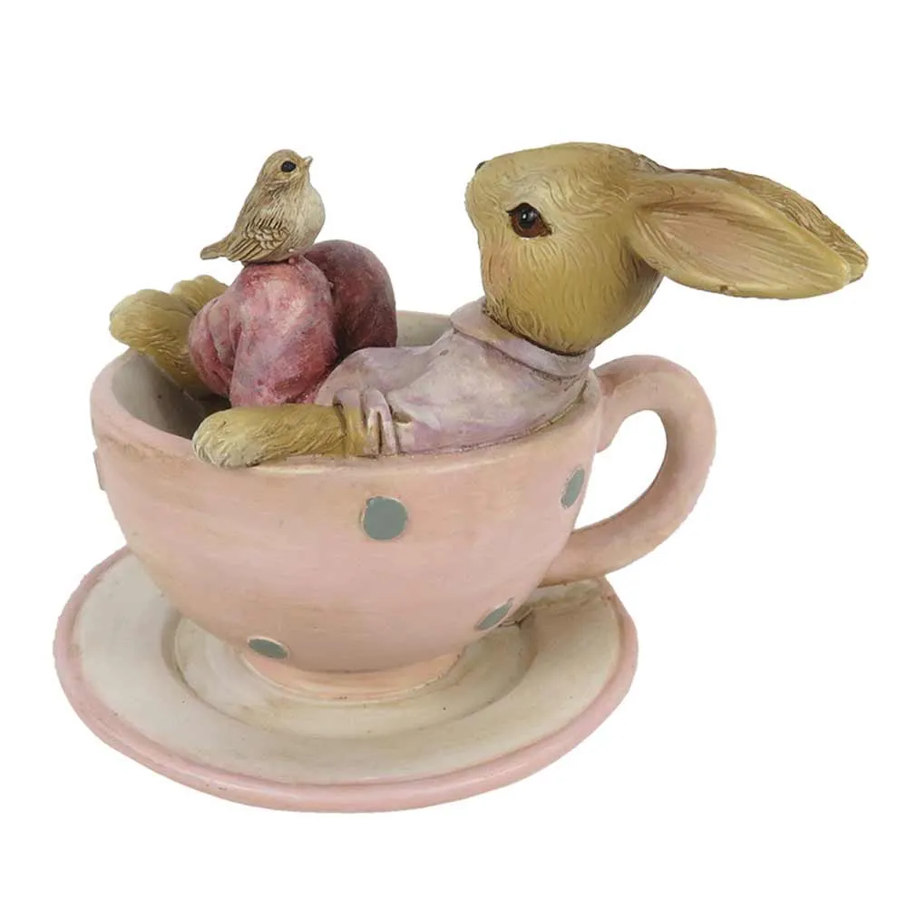 Clayre & Eef - Hase Tasse mit Vogel Rosa