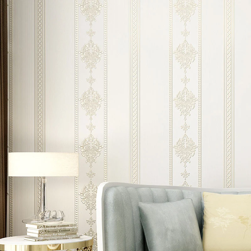19,5' x 20,5" Blumentapetenrolle für Heimdekoration, gestreifte Wandverkleidung natürlicher Farbe, selbstklebend Clearhalo