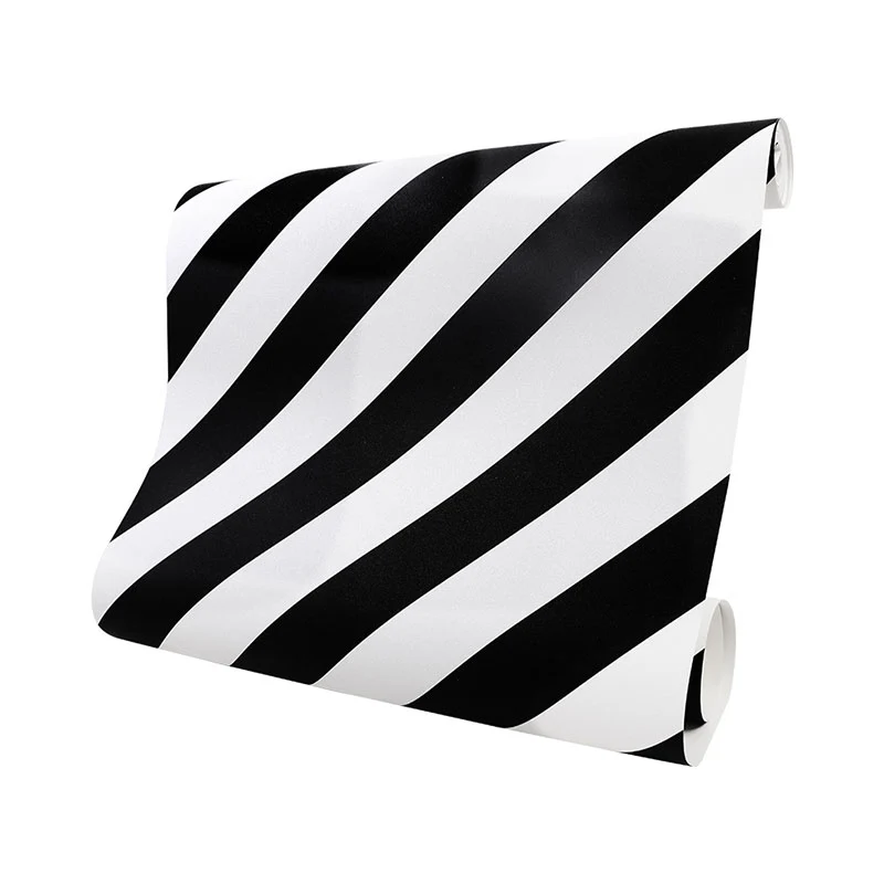 33' x 20,5" nordische Tapetenrolle für Akzentwand mit Diagonalstreifen Schwarz und Weiß Clearhalo