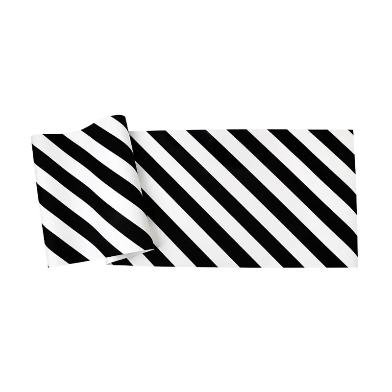 33' x 20,5" nordische Tapetenrolle für Akzentwand mit Diagonalstreifen Schwarz und Weiß Clearhalo