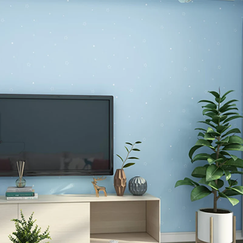 23,5" B x 33'L moderne, minimalistische, selbstklebende Tapete mit Sternendesign Blau für das Kinderzimmer Clearhalo
