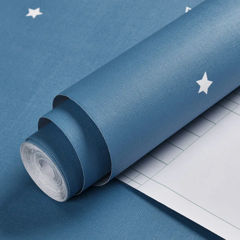 23,5" B x 33'L moderne, minimalistische, selbstklebende Tapete mit Sternendesign Blau für das Kinderzimmer Clearhalo