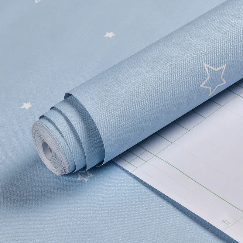 23,5" B x 33'L moderne, minimalistische, selbstklebende Tapete mit Sternendesign Blau für das Kinderzimmer Clearhalo
