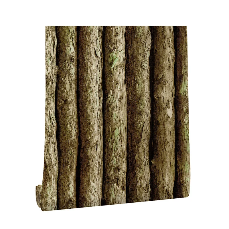 3D-Holzstangen-Klebetapete, rustikale glatte Wandverkleidung Braun für Wohnzimmer Clearhalo