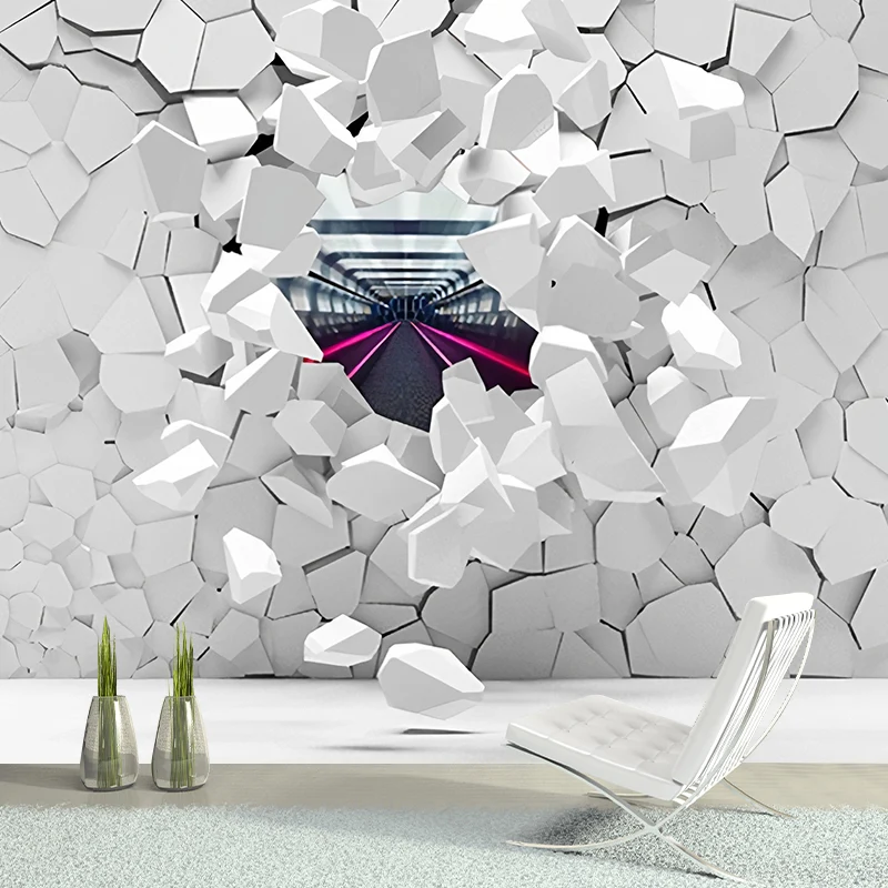 3D-Wandbildtapete im Distressed Brick-Stil schlichtem Weiß, moderne Wandverkleidung für das Wohnzimmer Clearhalo