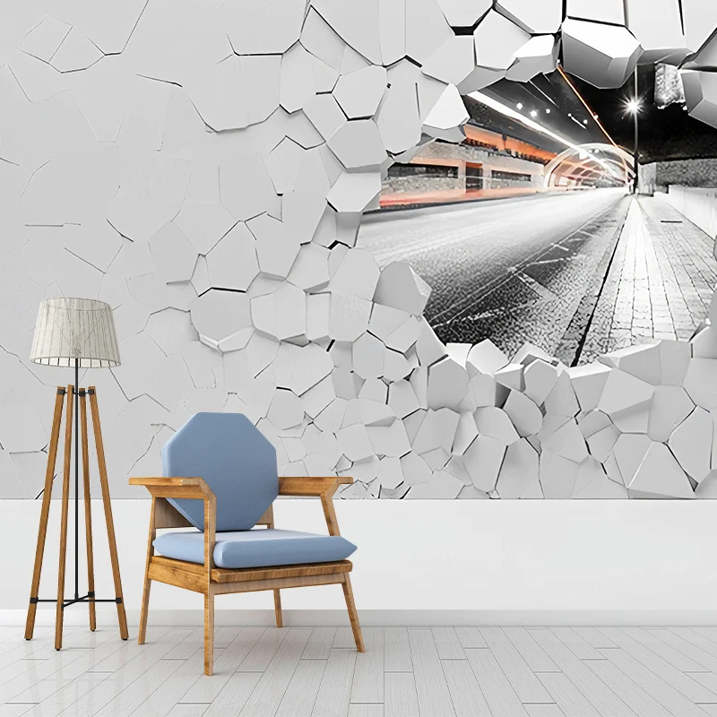 3D-Wandbildtapete im Distressed Brick-Stil schlichtem Weiß, moderne Wandverkleidung für das Wohnzimmer Clearhalo