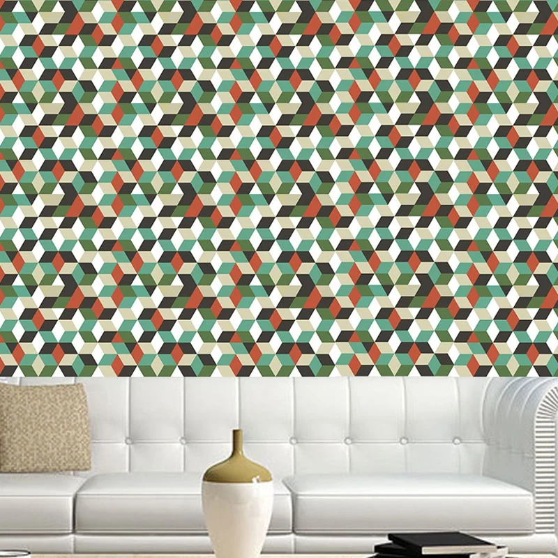 3D-Würfel-Peel-Tapetenpaneele, moderne, erstaunliche Matrix-Wandverkleidung Grün, 4' x 20,5" Clearhalo
