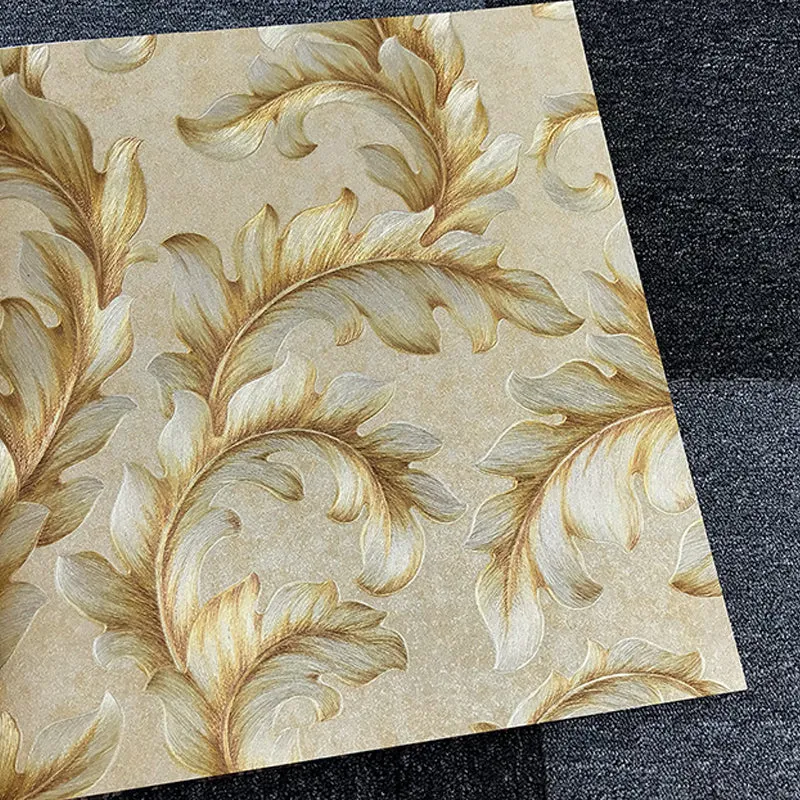 57,1 m² große Damast-Tapete mit Retro-Blattdruck-Wandverkleidung dunkler Farbe für Akzentwände Clearhalo