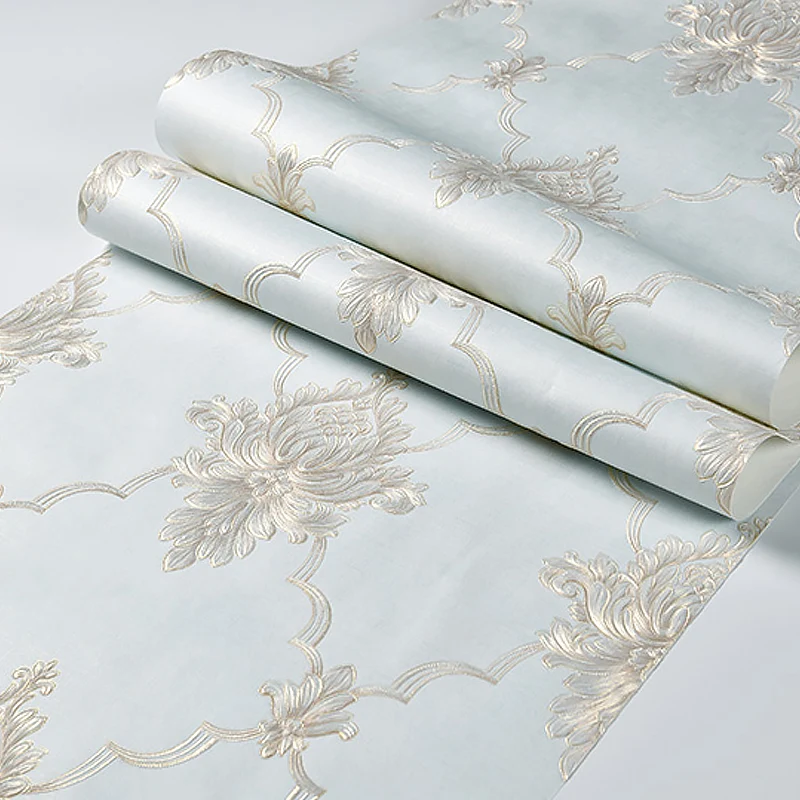 57,1 m² große Jacquard-Tapete, europäische Vierpass-Wandverkleidung Pastellfarben, unbeklebt Clearhalo