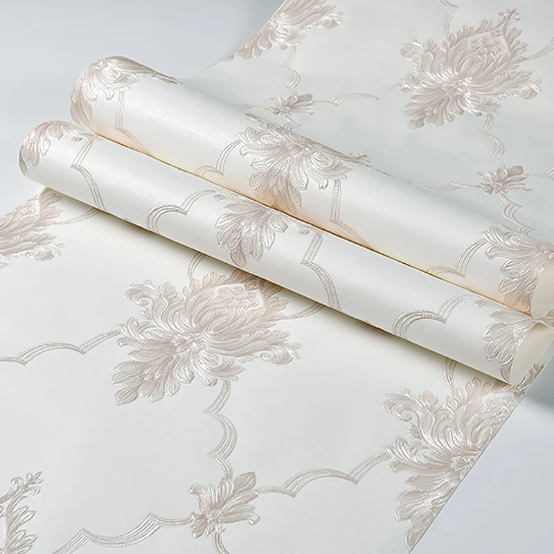 57,1 m² große Jacquard-Tapete, europäische Vierpass-Wandverkleidung Pastellfarben, unbeklebt Clearhalo