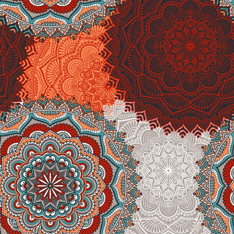 Abstrakte Blumen-Wandbilder, Tapete Bohemia, Vliesstoff-Wandkunst Orange-Rot Clearhalo