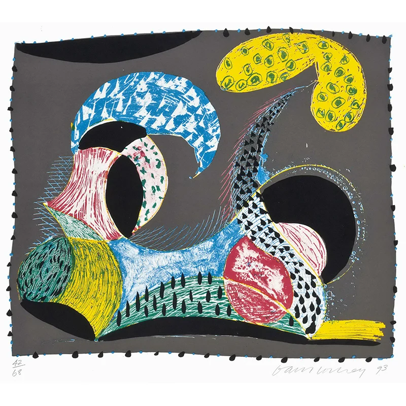 Abstrakte Landschaftstapeten-Wandbilder im Pop-Art-Stil aus Vliesstoff Blau-Grau-Gelb Clearhalo