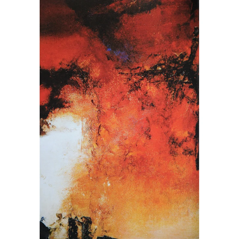 Abstrakte Ölgemälde-Wandtapete, zeitgenössische Wandkunst aus Vliesstoff Orange Clearhalo