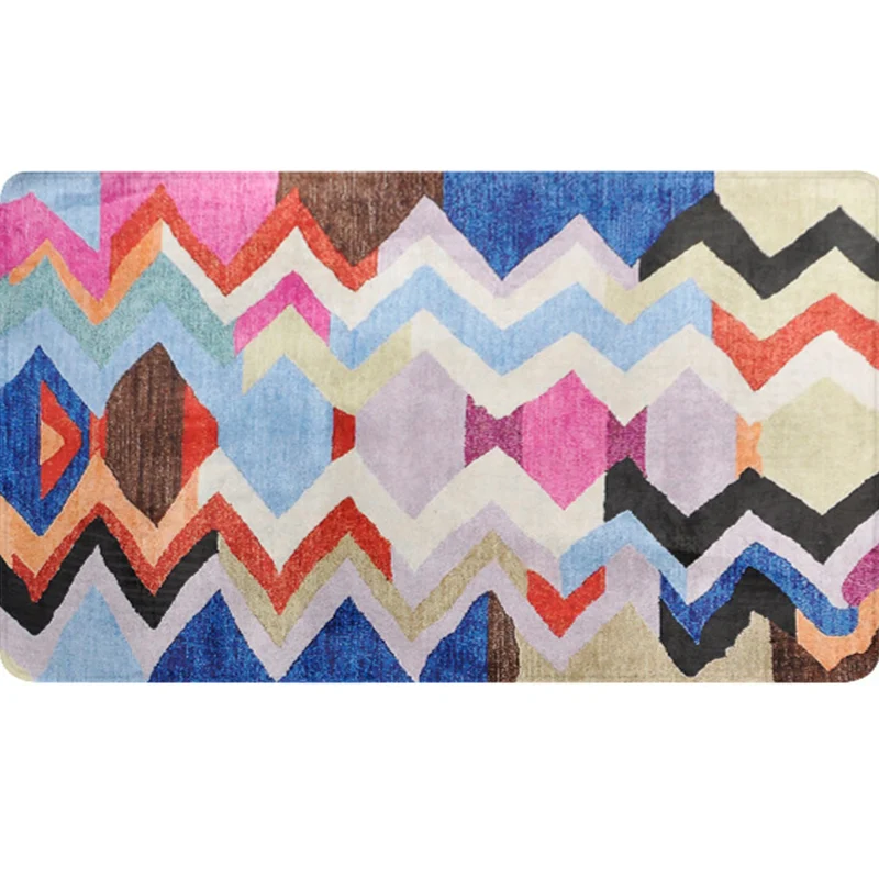 Abstrakter, farbenfroher Mosaik-Teppich mit gestreiftem Chevron-Stoff, rutschfester Power Loom-Bodenbelag für das Wohnzimm...