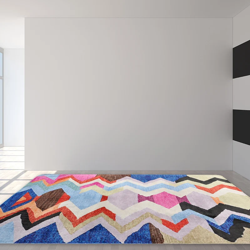 Abstrakter, farbenfroher Mosaik-Teppich mit gestreiftem Chevron-Stoff, rutschfester Power Loom-Bodenbelag für das Wohnzimm...