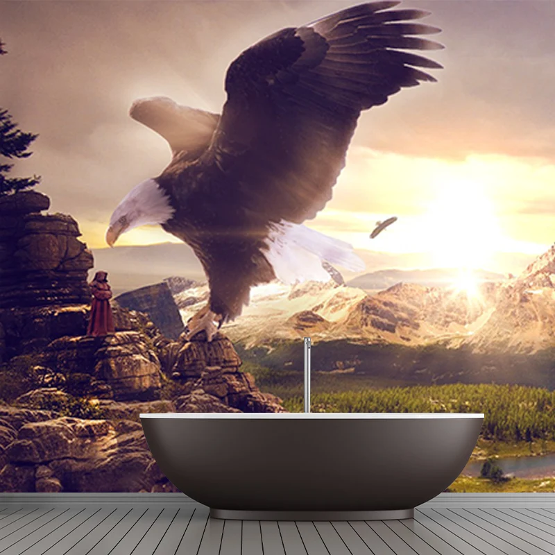 Adler und Berge-Druck-Wandbild, modernes, wasserfestes Wohnzimmer-Wanddekor, individuelle Größe Clearhalo