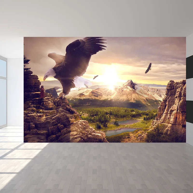 Adler und Berge-Druck-Wandbild, modernes, wasserfestes Wohnzimmer-Wanddekor, individuelle Größe Clearhalo