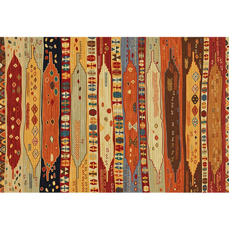 Aesthetics Teppich mit Stammesmuster, mehrfarbiger indonesischer Teppich, Polyester, schmutzabweisend, waschbar, rutschfes...