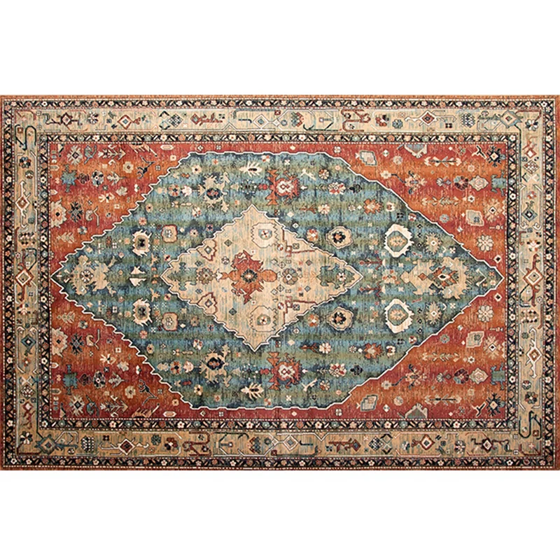 Aesthetics Teppich mit Stammesmuster, mehrfarbiger indonesischer Teppich, Polyester, schmutzabweisend, waschbar, rutschfes...