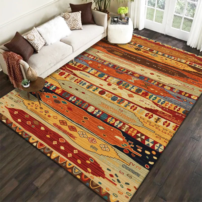 Aesthetics Teppich mit Stammesmuster, mehrfarbiger indonesischer Teppich, Polyester, schmutzabweisend, waschbar, rutschfes...