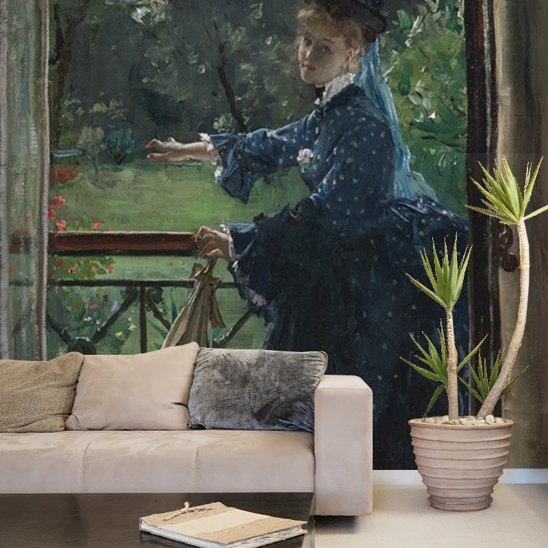 Alfred Stevens malt Wandgemälde mit antiker Wanddekoration mit glatter Oberfläche Blaugrün Clearhalo