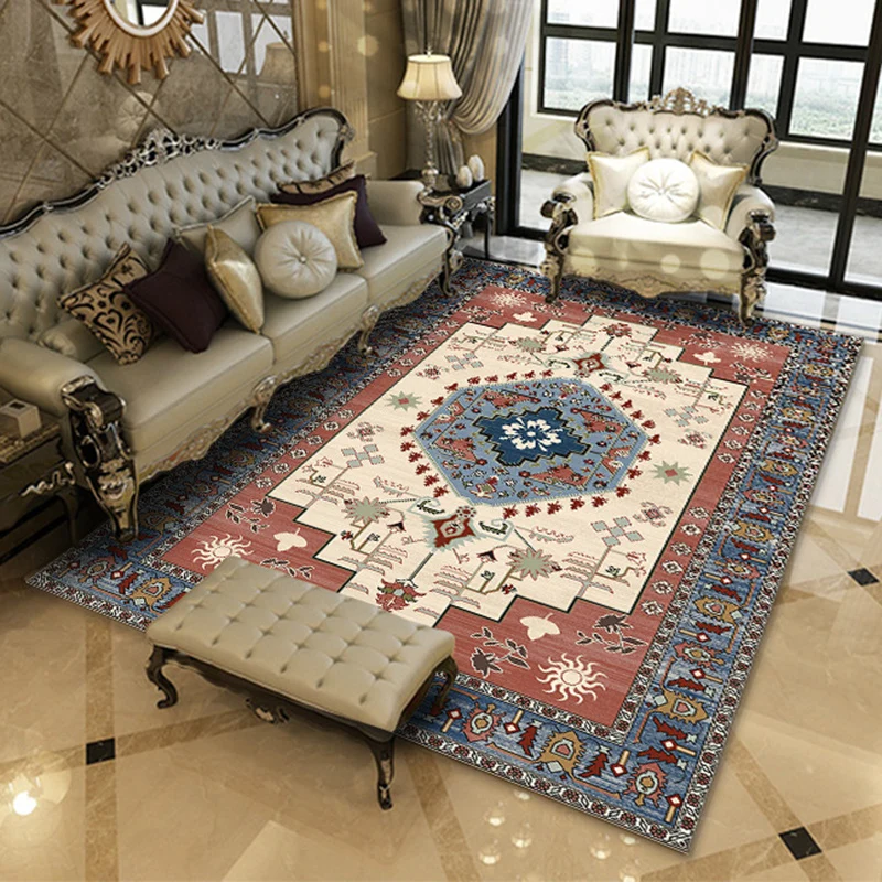 Americana Southwestern-Teppich Grau und Weiß mit geometrischem Blumenmuster, Teppich aus Polyester, rutschfester Teppich f...