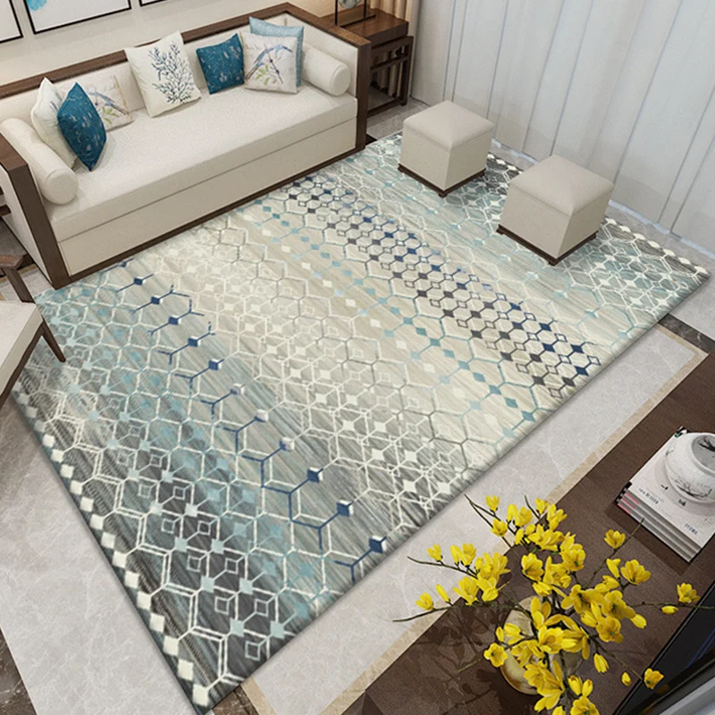 Americana Southwestern-Teppich Grau und Weiß mit geometrischem Blumenmuster, Teppich aus Polyester, rutschfester Teppich f...
