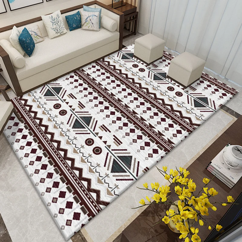 Americana Southwestern-Teppich Grau und Weiß mit geometrischem Blumenmuster, Teppich aus Polyester, rutschfester Teppich f...