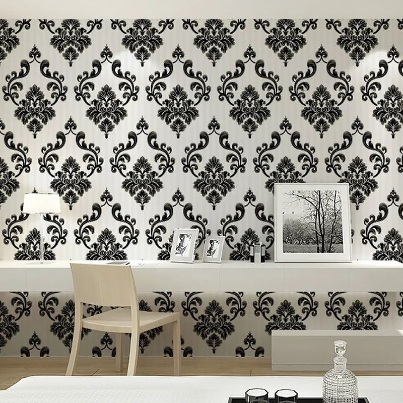 Antike Jacquard-Tapetenrolle für Akzentwände, 33' x 20,5" Wandverkleidung dunkler Farbe Clearhalo