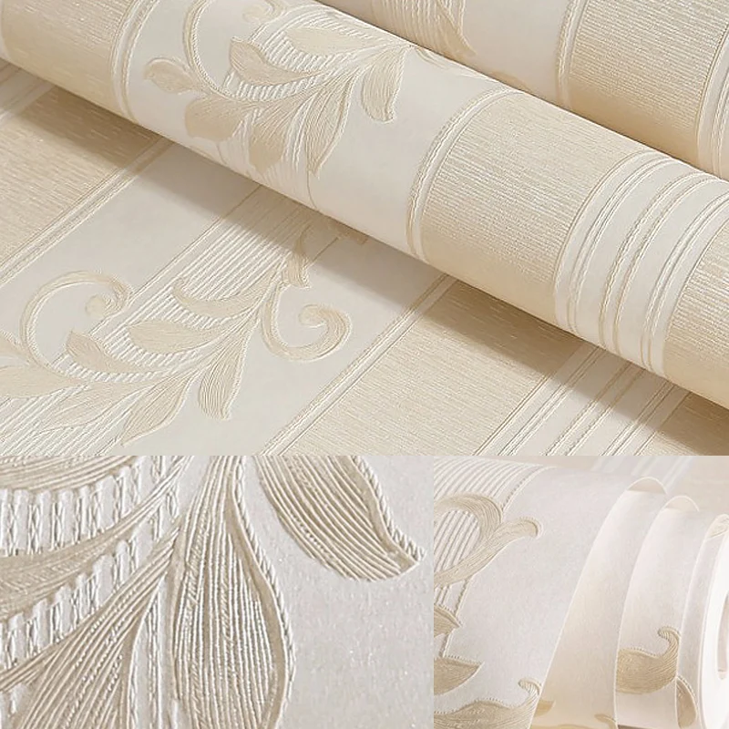 Antike pastellfarbene Vinyl-Tapete mit geprägtem Blattmuster, unbeklebte Wandverkleidung Clearhalo