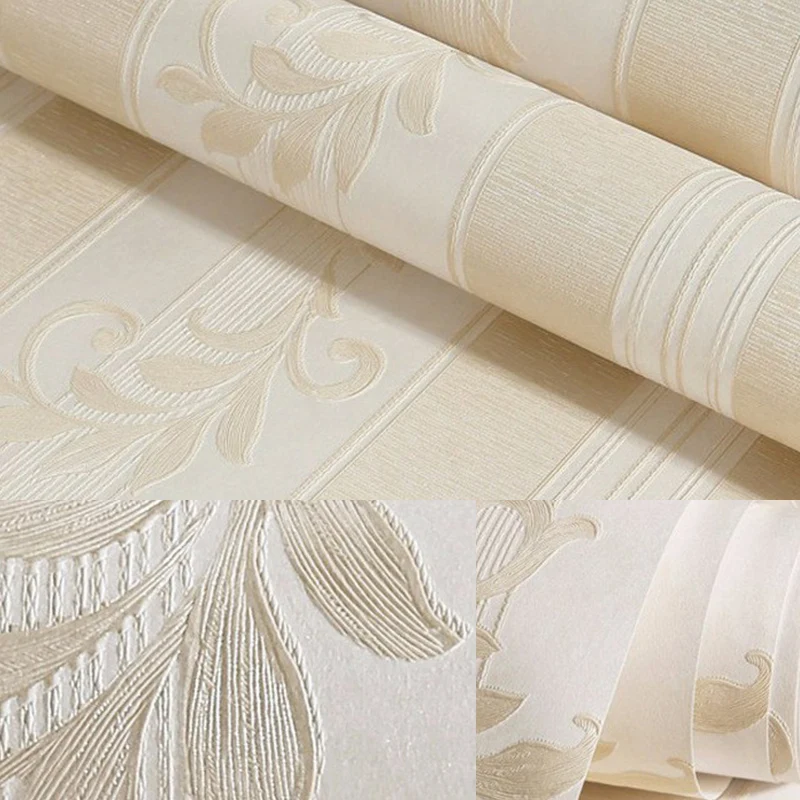 Antike pastellfarbene Vinyl-Tapete mit geprägtem Blattmuster, unbeklebte Wandverkleidung Clearhalo