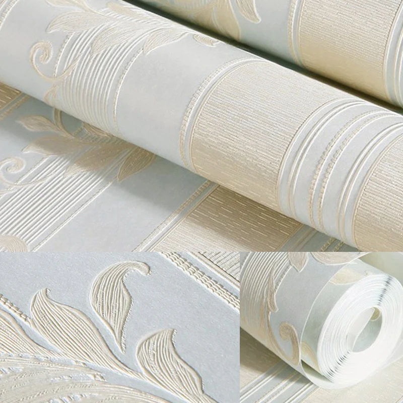 Antike pastellfarbene Vinyl-Tapete mit geprägtem Blattmuster, unbeklebte Wandverkleidung Clearhalo
