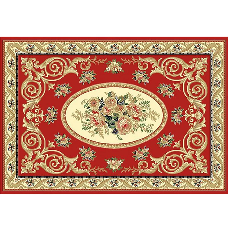 Antiker Teppich für Heimdekoration, mehrfarbig, mit Blumenmuster, Polyester, rutschfeste Rückseite, pflegeleichter Teppich...