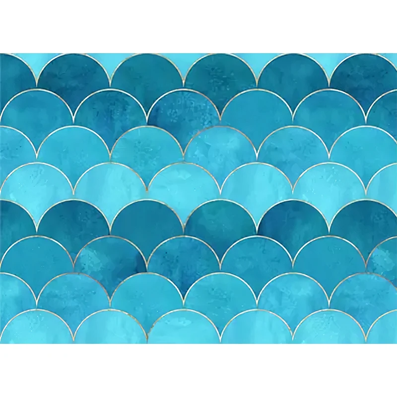 Aqua Nordic Wandtapete, maßgeschneiderte Bogenwandverkleidung für die Gästezimmerdekoration Clearhalo
