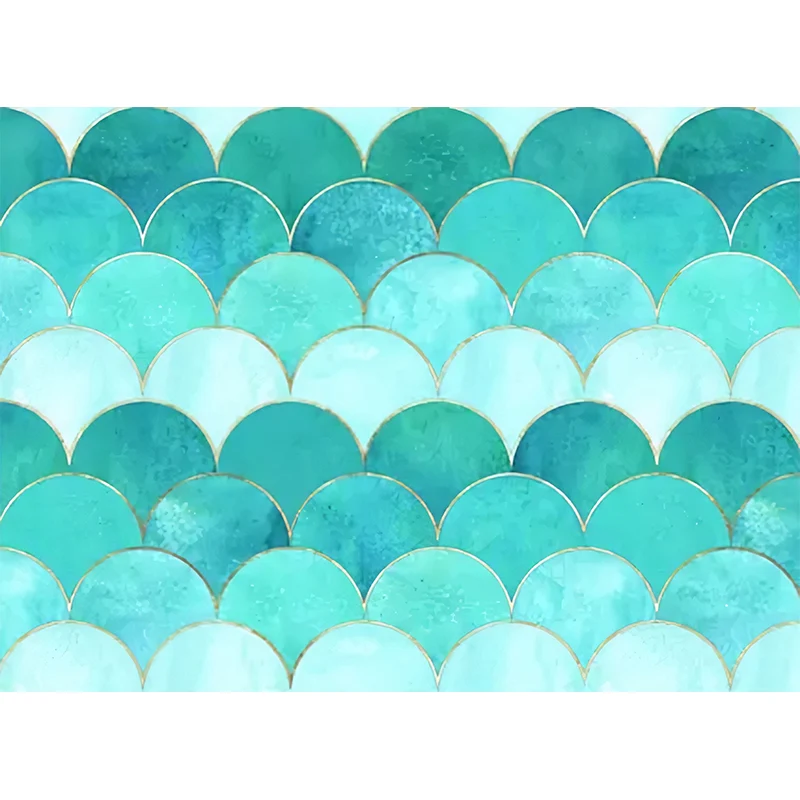 Aqua Nordic Wandtapete, maßgeschneiderte Bogenwandverkleidung für die Gästezimmerdekoration Clearhalo