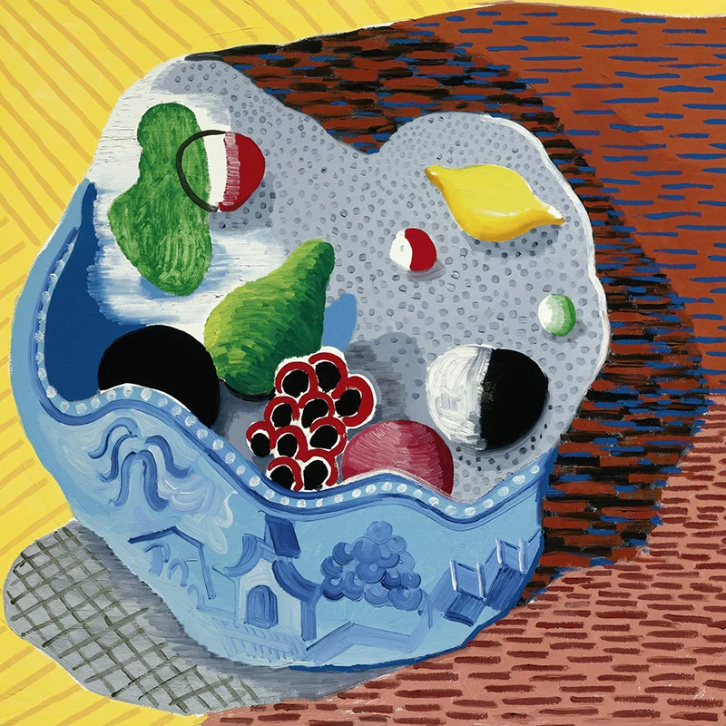 Art-Deco-Stillleben-Früchte-Wandbilder, blau-gelb-grün, wasserabweisende Wandverkleidung für Schlafzimmer Clearhalo