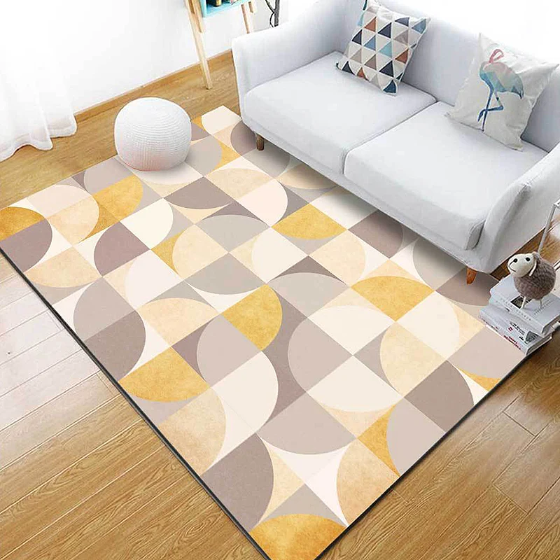 Artistry Teppich mit geometrischem Patchwork-Muster, gelb, moderner Teppich, Polyester, haustierfreundlicher Teppich für Z...