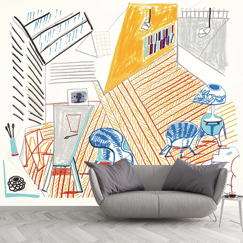Artworks Studio Interior Murals Artistry Glatte Wanddekoration Gelb für Zuhause Clearhalo