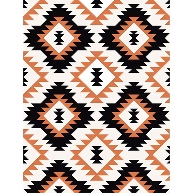 Aztec Tokens Tribal Native Teppich mit ethnischem geometrischem Diamant Orange und Schwarz, schmutzabweisender Polyesterte...