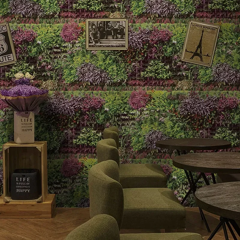 Bauernhaus-Blumenfeld-Tapete für Restaurant, 33' x 20,5" Wandverkleidung dunkler Farbe Clearhalo