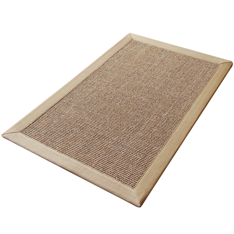Beigefarbener, rustikaler Sisal-Teppich, einfarbig, waschbar, rutschfest, haustierfreundlich, für Schlafzimmer Clearhalo